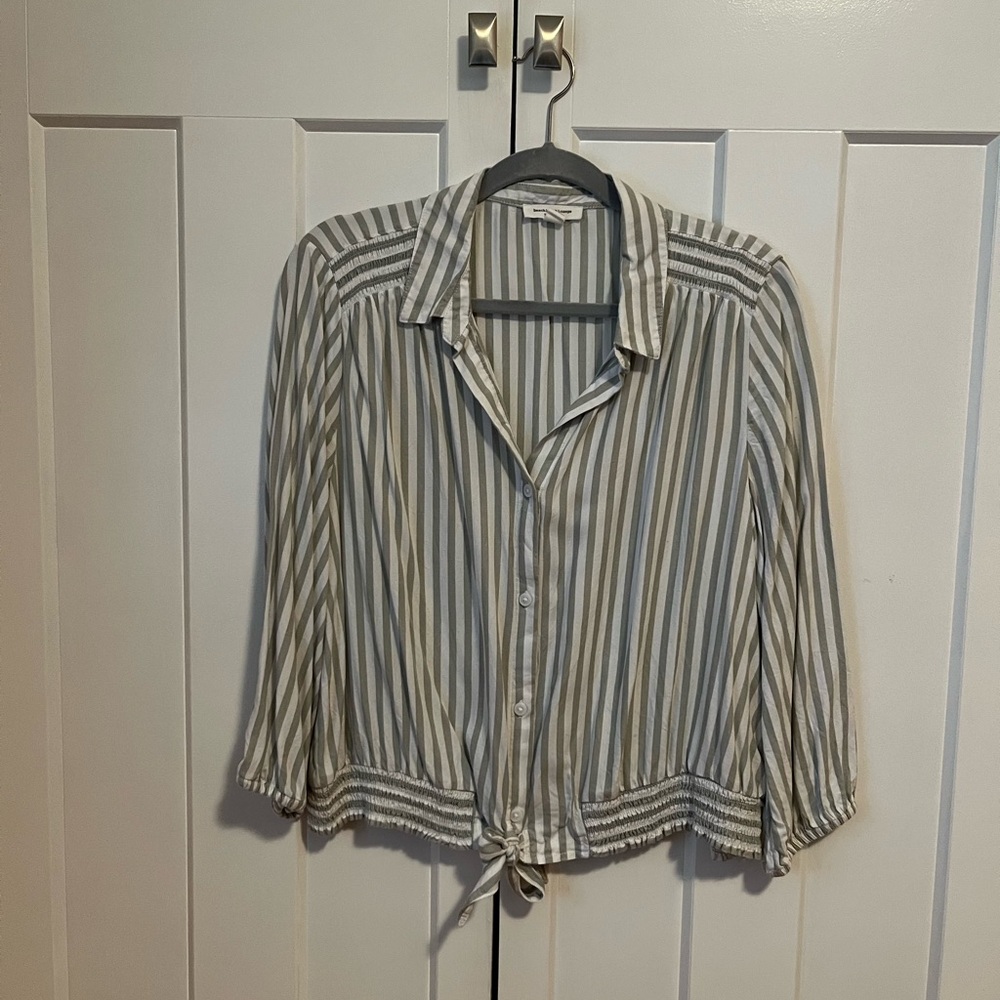 BEACHLUNCHLOUNGE Sage & White Striped Shirt
